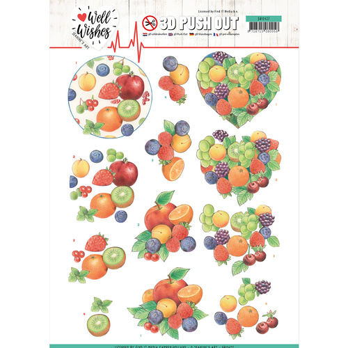 Janines Art Well Wishes Fruits A4 Die Cut Paper Tole Decoupage