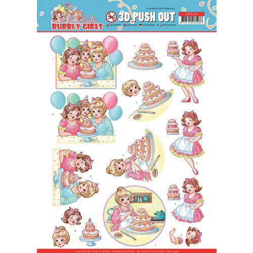 Bubbly Girls Party Baking A4 Die Cut Paper Tole Decoupage