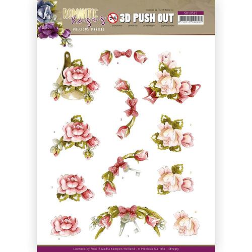Pink Flowers & Bows Paper Tole Decoupage Die Cut Sheet