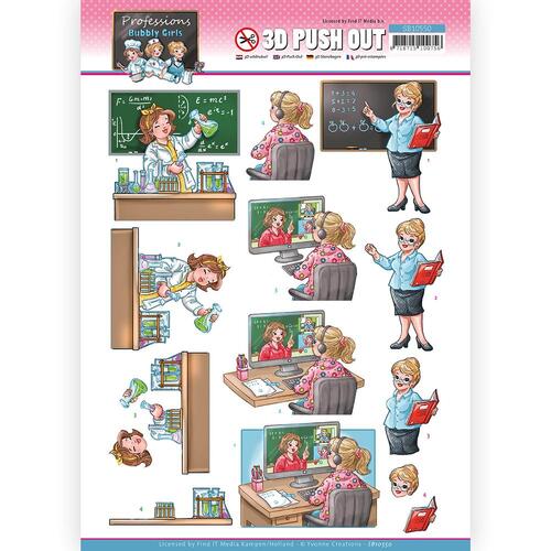 Bubbly Girls Professions Teacher A4 Die Cut Paper Tole Decoupage
