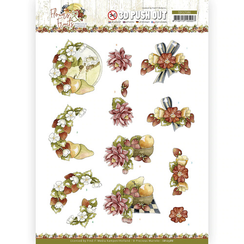 Flowers & Strawberries Paper Tole/ Decoupage Die Cut Sheet
