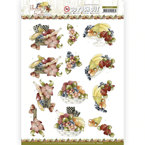 Flowers & Bananas Paper Tole/ Decoupage Die Cut Sheet