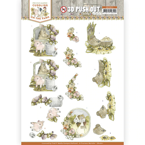 Cuddling on the Farm Duck Paper Tole/ Decoupage Die Cut Sheet