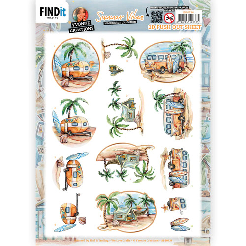Yvonne Creations - Summer Vibes Camping A4 Die Cut Paper Tole Decoupage