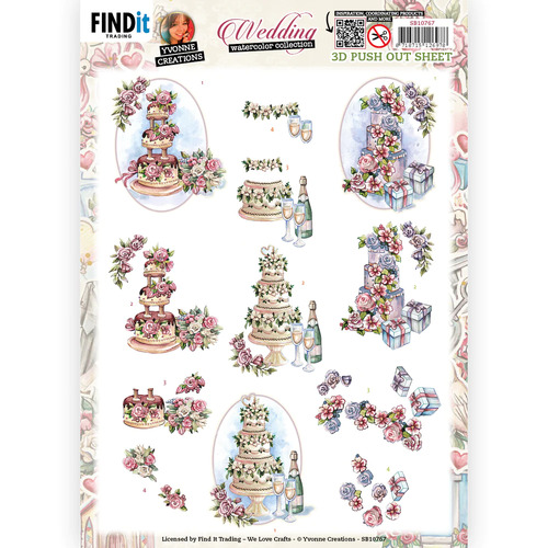 3D push out Yvonne creations Wedding Collection - Wedding Cakes A4 Die Cut Paper Tole Decoupage