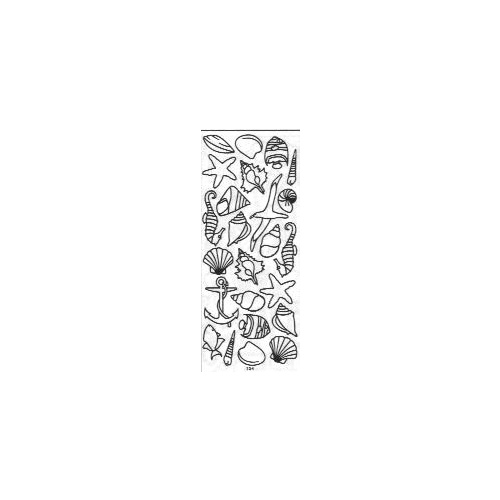 Sea Shell Sticker with Seahorse & Anchor SILVER