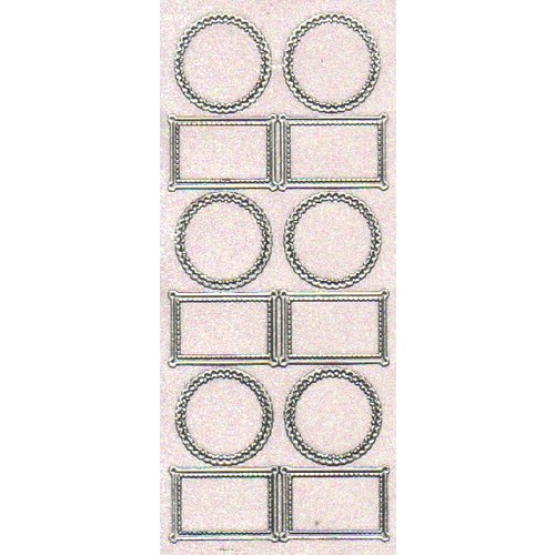 Rectangle and Circles Transparent Glitter Sticker SILVER