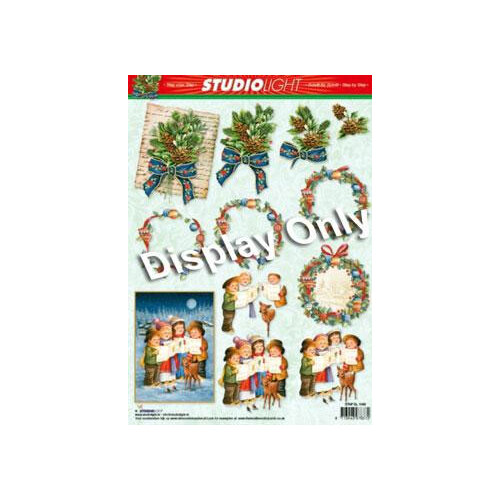 Christmas Carollers Holly & Wreaths Decoupage Paper Tole Sheet