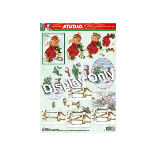 Christmas Village, Snowman & Child Decoupage Paper Tole Sheet