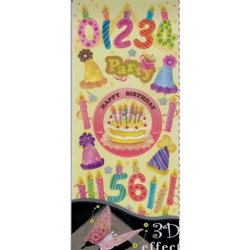Happy Birthday Numbers Dimensional Stickers
