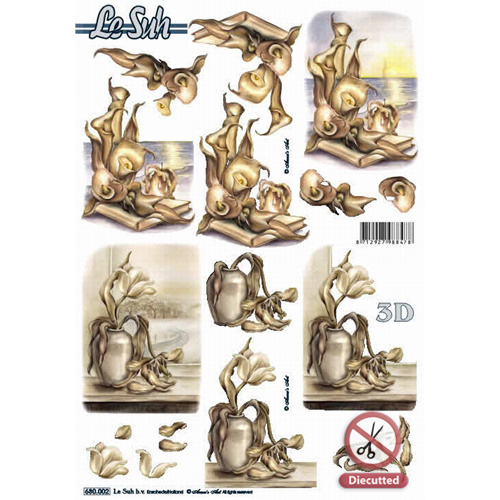 Le Suh Condolence Lily and Candle Die Cut Paper Tole