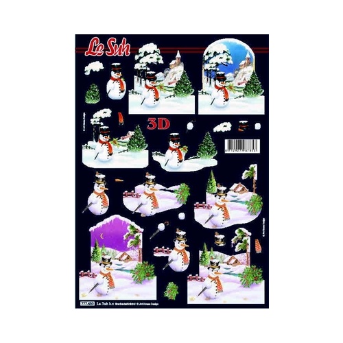 Snowmen Village Christmas Paper Tole