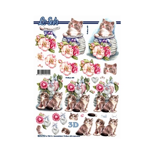 Cats, Flowers & Hearts Paper Tole
