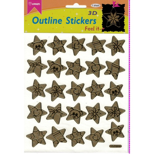 Gold Stars Decorated Stickers