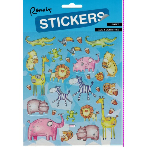 Zoo Animals Silver Trim Stickers