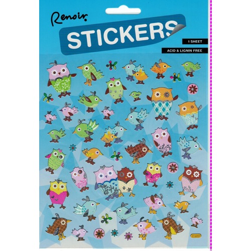 Owls with Silver Trim Stickers