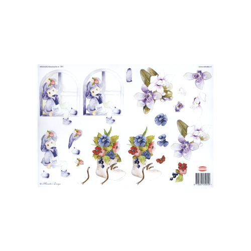 Cute boy and Flowers Paper Tole Sheet